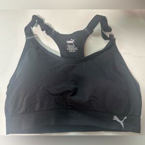 Puma Women's Black Sports Bra with Silver Logo